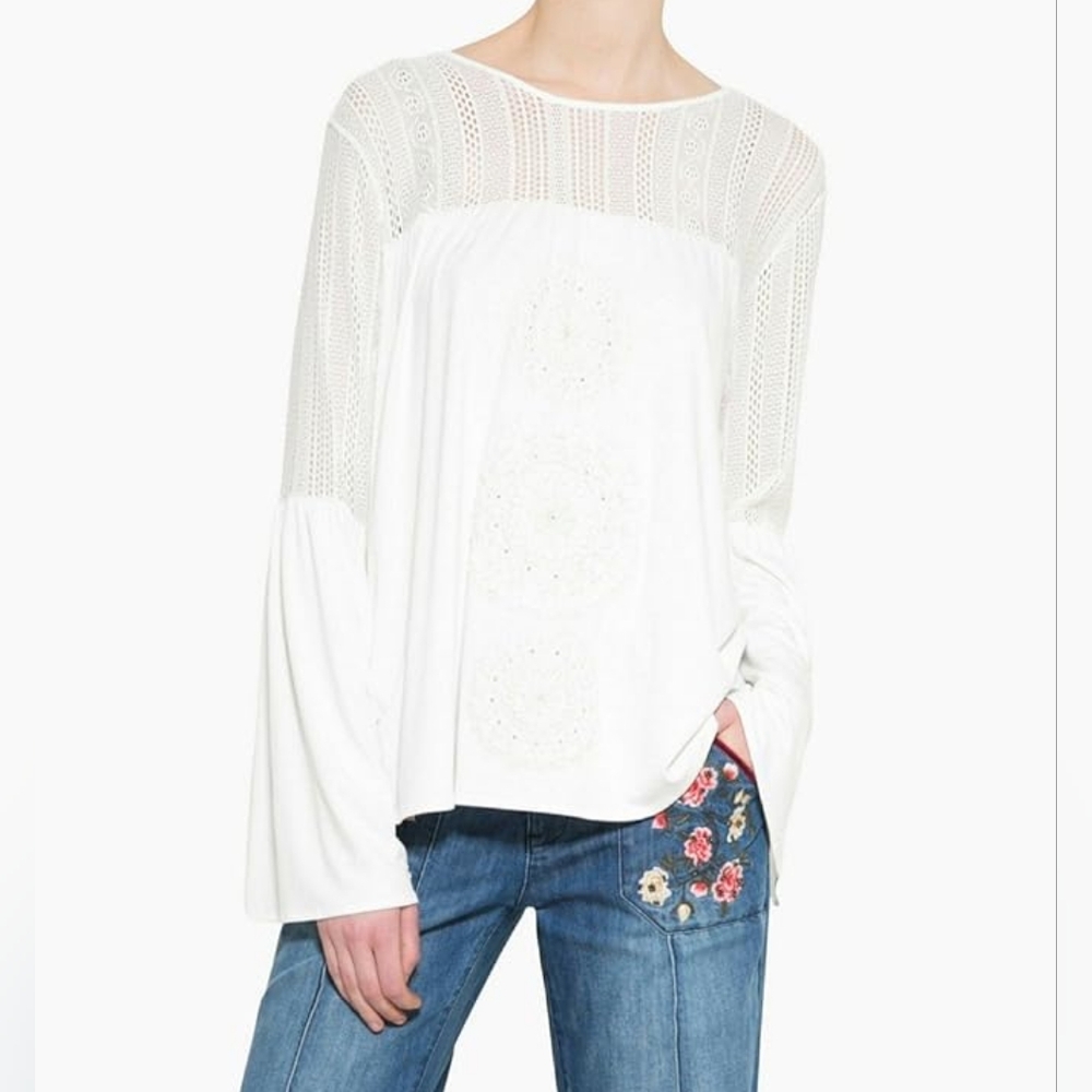 Desigual - White Boho Lace Blouse - Size M